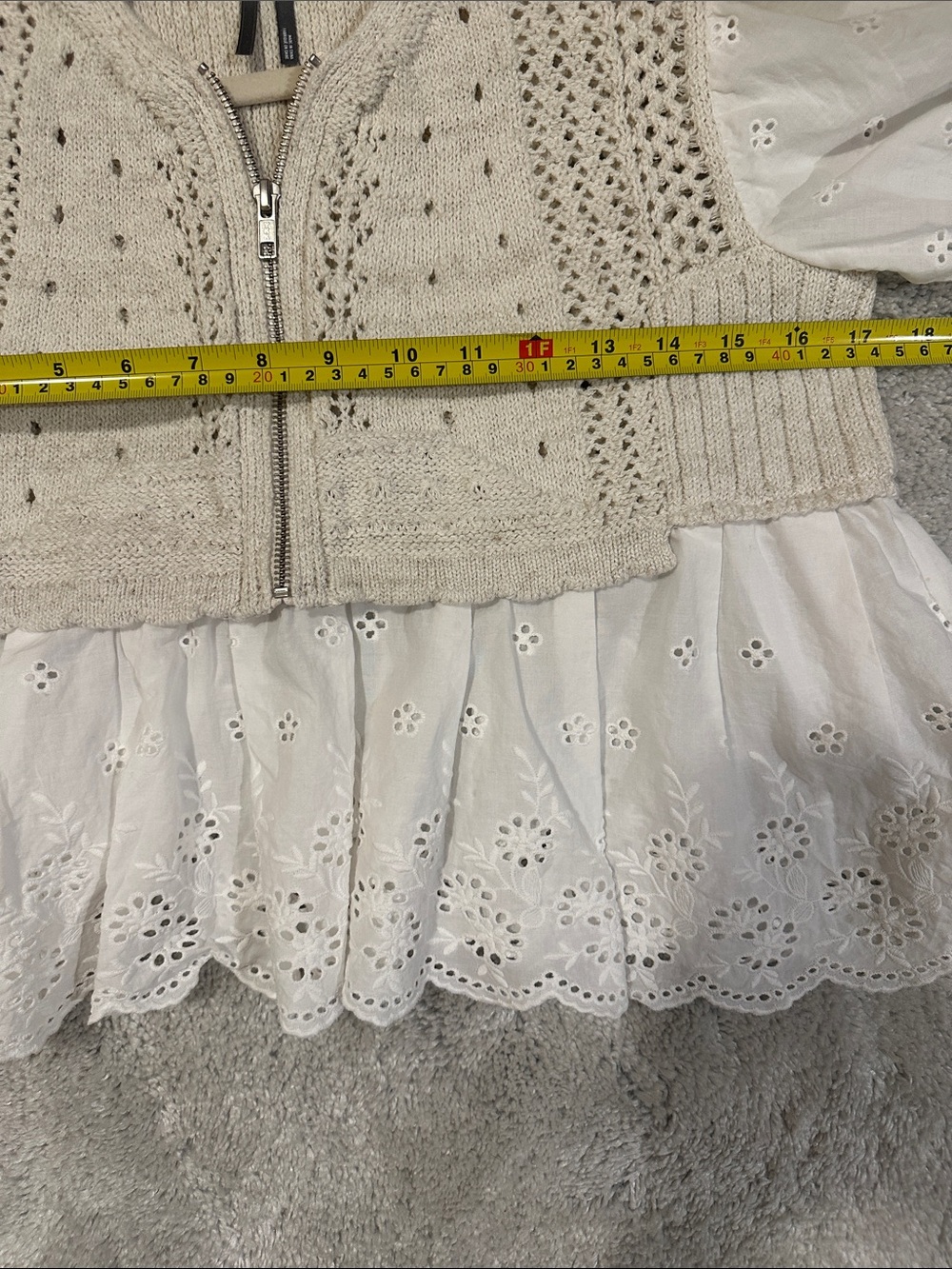 NWOT Anthropologie 1/2 Zip Sweater Eyelet Top - Picture 6 of 7